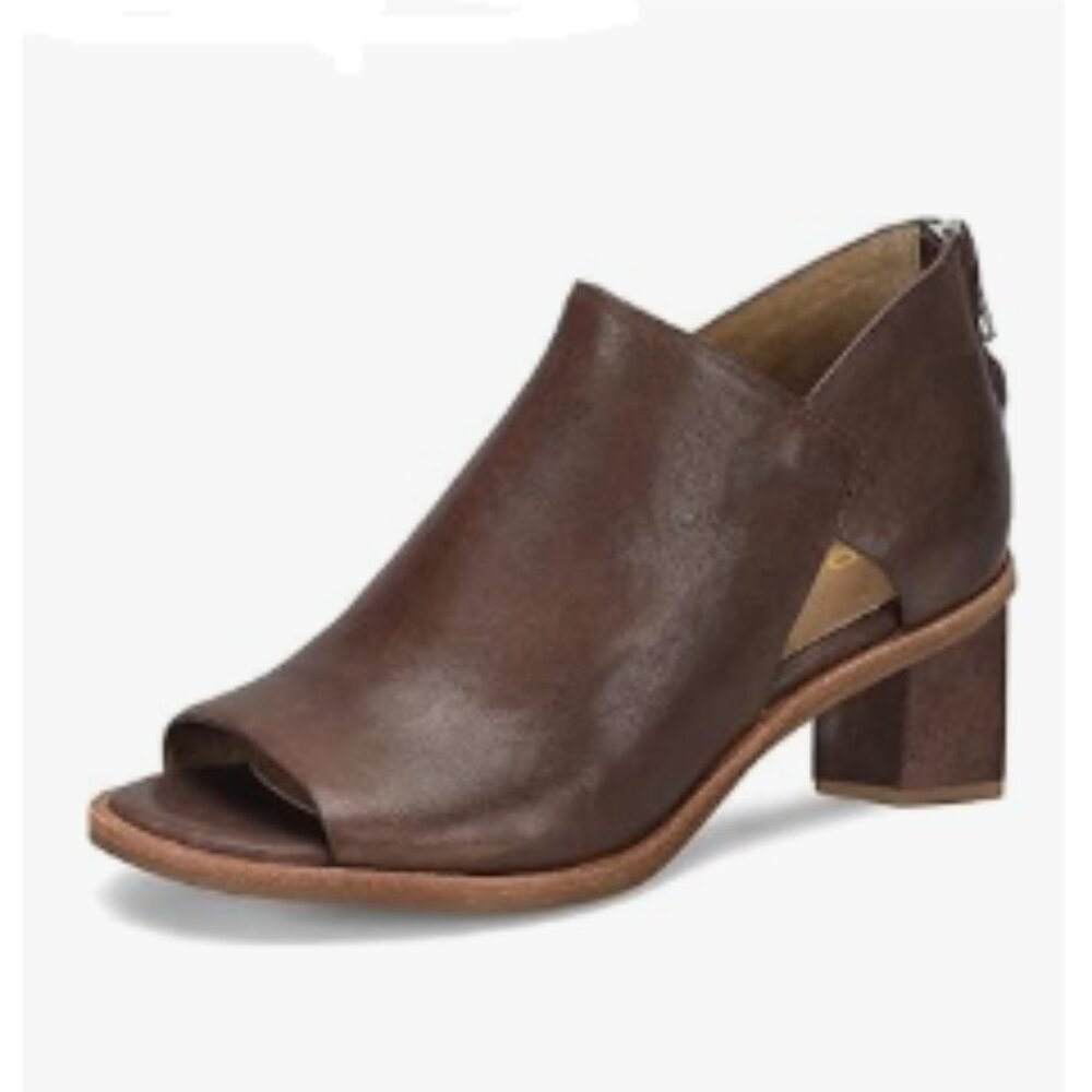 YDN Saddle Brown Peep Toe Low Block Heels Back Zipper Sandal Ankle Boots
